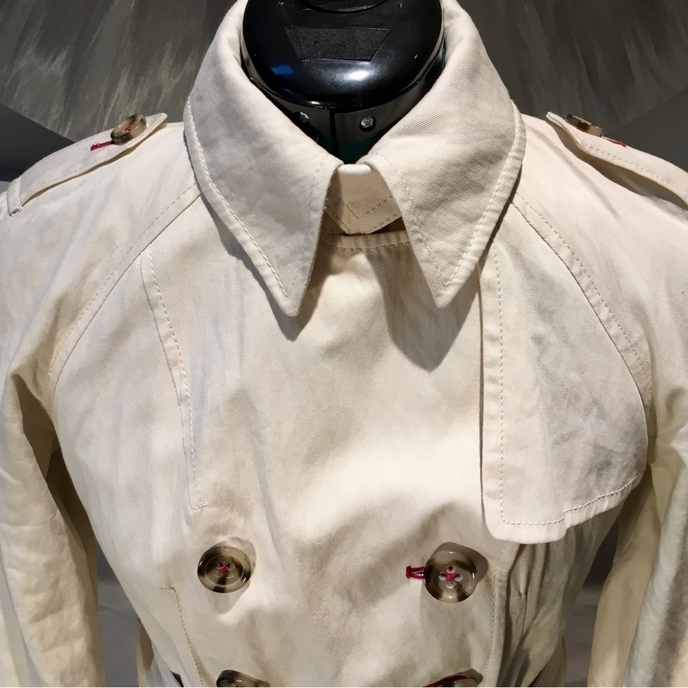 BANANAS REPUBLIC Vintage cream canvas trench coat Cotton Slim fit Lightweight - Picture 9 of 16